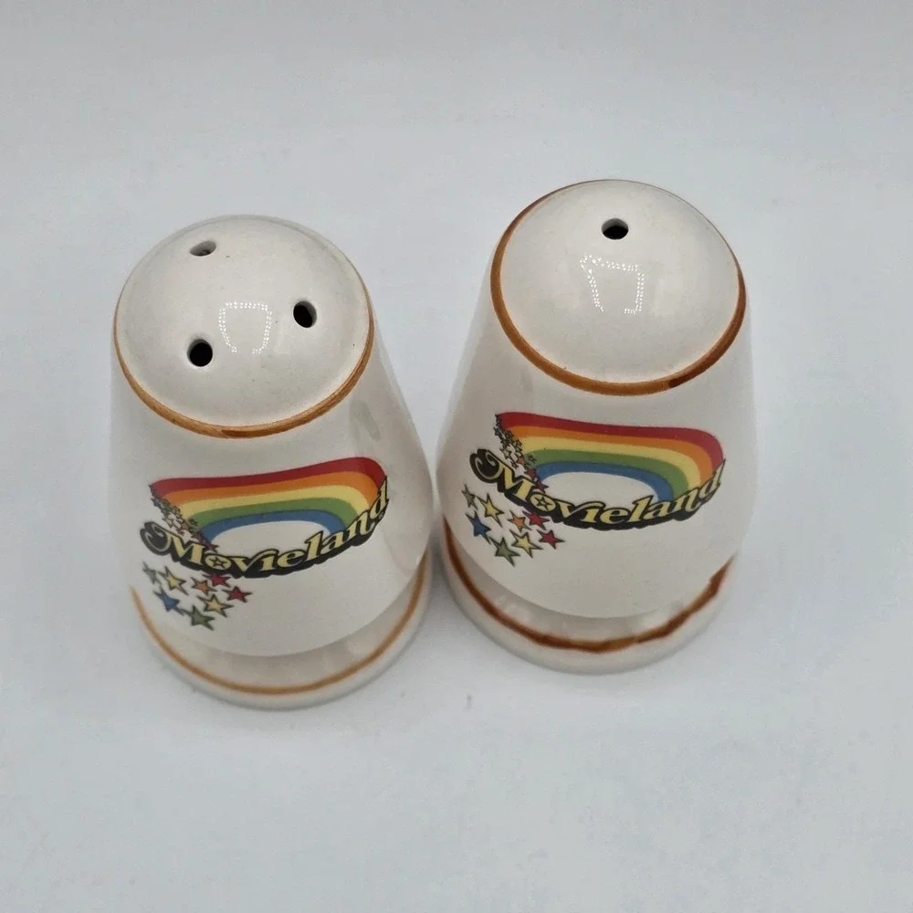 Movieland Souvenir Salt and Pepper Shaker Set Rainbow Vintage Ceramic